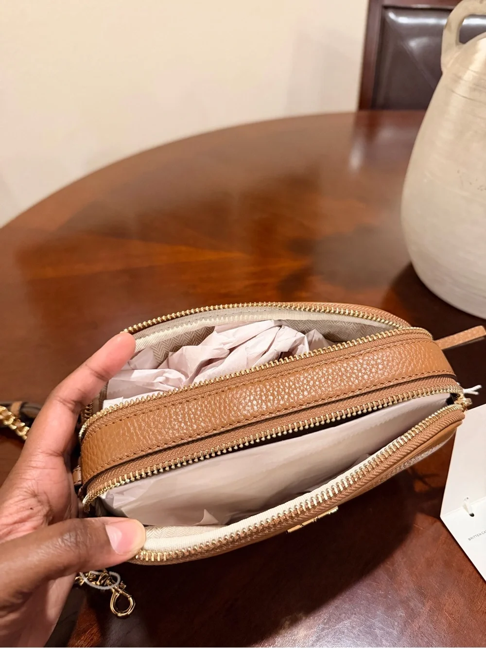 Tory Burch Britten Camera Crossbody Bag in Moose Brown NWT